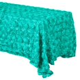 thumbnail image 1 of Satin Rosette 3D Pop-Up Floral Tablecloth Aqua, 1 of 1