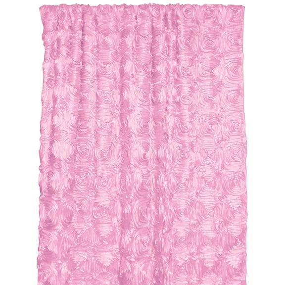 Satin Rosette 3D Pop up Flower Single Curtain Panel 54 Inch Wide Pink