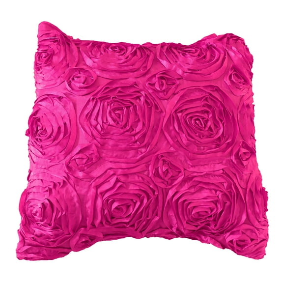 Satin Rosette Decorative Throw Pillow/Sham Cushion Cover Fuchsia