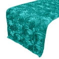 thumbnail image 1 of Satin Rosette Table Runner Raised Roses Aqua, 1 of 1