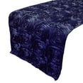 thumbnail image 1 of Satin Rosette Table Runner Raised Roses Navy, 1 of 1