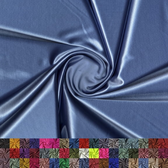 LitLook Royal Knit Satin Fabric by the Yard - 60" Wide 4-Way Stretch Silky Satin Cloth Fabric for Bridal Wear, Dresses, Dancewear & Costumes - Chambray