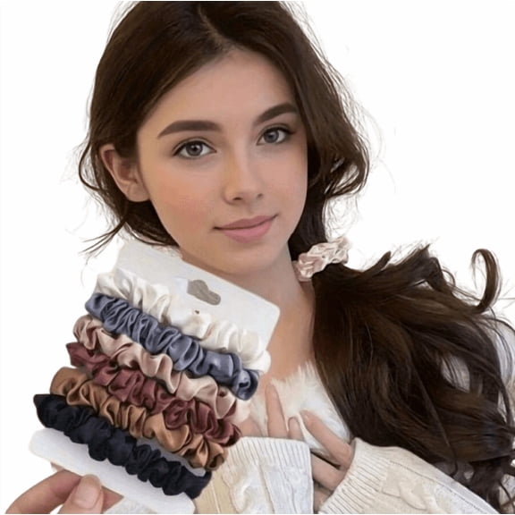 Satin Scrunchies 6 ct - Soft and Stylish Hair Ties for Everyday Use