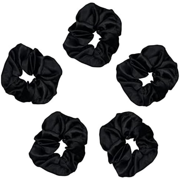 Satin Scrunchies, Softer than Silk, Hair Scrunchies for Frizz Prevention, Satin Hair Ties for Breakage Prevention and Gentle Style Preservation, Sleep and Night Scrunchie, 5 Pack, Blush