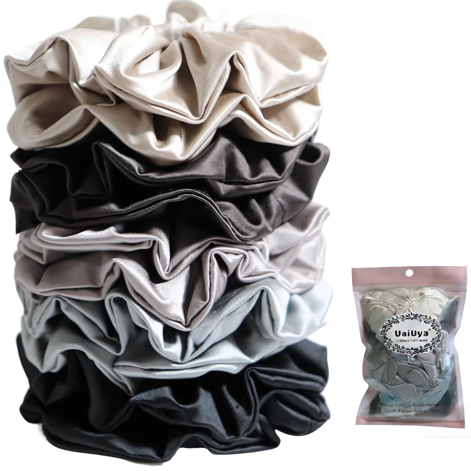 -Satin Scrunchies, Ultra Softer Than Silk Scrunchies Hair Ties, for Frizz & Breakage Prevention, Ideal Gifts for Women Basic
