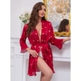 thumbnail image 1 of Satin Sexy Nightgown for Women, Summer Mid-Length Ice Silk Thin Mesh Bathrobe, 1 of 9