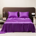 thumbnail image 1 of Satin Sheet – Washable Bedspread | Silk-Feel, Easy-Care, Wrinkle-Resistant, Fade-Proof | Solid Purple | Soft Touch Cloth Material | Multiple Sizes Available, 1 of 6