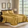 thumbnail image 1 of Satin Sheets California King [4-Piece, Gold] Luxury Silky Bed Sheets - Extra Soft 1800 Microfiber Sheet Set, Wrinkle, Fade, Stain Resistant - Deep Pocket Fitted Sheet, Flat Sheet, Pillow Cases, 1 of 5