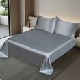 thumbnail image 1 of Satin Sheets Full Size Sheets Set, Luxury Soft Silky Sheets for Hair and Skin, Comfy Breathable & Cooling, Ice Silk Bed Sheets Set 4 Pieces (1 Flat Sheet 90"x70" and 2 Pillowcases 29"x19"), 1 of 4