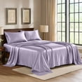 thumbnail image 1 of Satin Sheets King [4-Piece, Lavender] Hotel Luxury Silky Bed Sheets - Extra Soft 1800 Microfiber Sheet Set, Wrinkle, Fade, Stain Resistant - Deep Pocket Fitted Sheet, Flat Sheet, Pillow Cases, 1 of 8