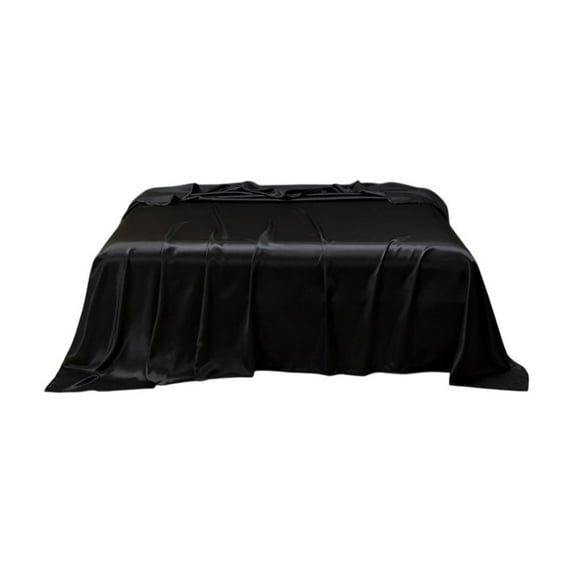 Satin Sheets Queen Hotel Luxury Silky Bed Sheets - Extra Soft Microfiber Sheet, Black