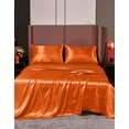 thumbnail image 1 of Cloud Fino Luxurious Satin Bed Sheets Orange Silk Sheets Twin XL 15 " Deep Pocket Pillowcases Sheet, 4-Piece, 1 of 6