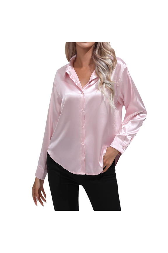 Satin Shirt Women Blouse Imitation Silk Long Sleeve Shirt Spring Summer Fashion Women Blouse Woman Business Dressy Clothes