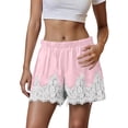 thumbnail image 1 of Satin Shorts for Women Y2K Low Rise Lace Trim Satin Micro Mini Shorts for Lounge Clubwear Half Slip Bottoms, 1 of 5
