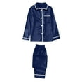 thumbnail image 1 of Christmas Pajamas for Women Satin Silk Blue Pajamas PJs Solid Family Matching Sleepwear Loungewear 2-Piece Pants Set for Mother, 1 of 4