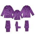 thumbnail image 1 of HNMKIU Button Down Pajamas Sets Solid Two Piece Family Matching Sleepwear Loungewear Long Sleeve Nightwear Purple,Kids:11-12 Years, 1 of 10