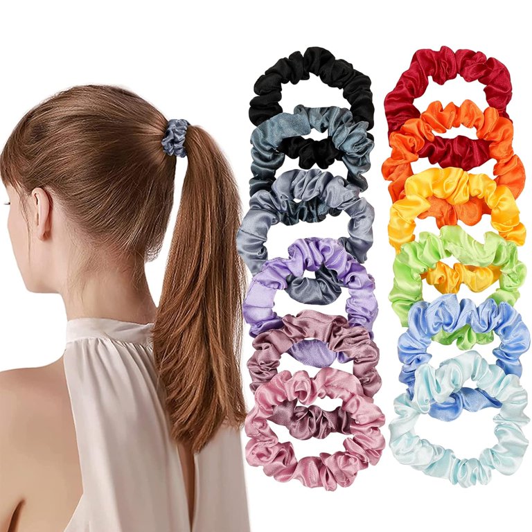 Satin Silk Hair Ties Small Mini Scrunchy for Women Cute Soft No 