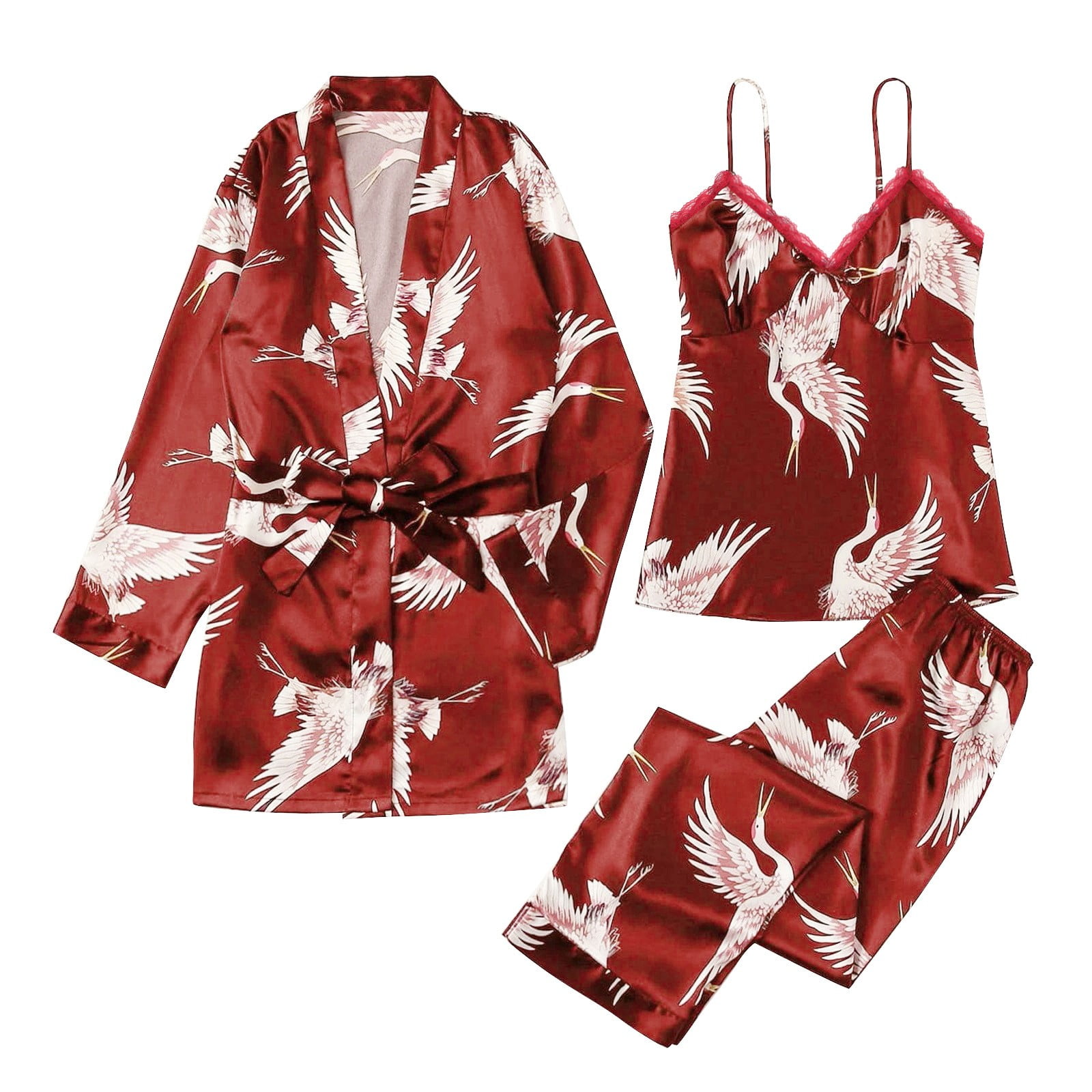 Satin Silk Pajamas Women Nightdress Lingerie Robes Underwear Sleepwear