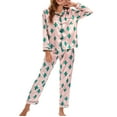 thumbnail image 1 of Satin Silk Pajamas for Women Pajama Set With Long Sleeve Button-Down Satin Pajamas Sleepwear S-XL, 1 of 7