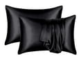 thumbnail image 1 of Satin Silk Pillow Case, 2 Pack Satin King Silk Pillowcase for Hair and Skin,20x40,Black, 1 of 8