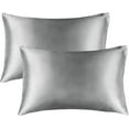 thumbnail image 1 of Satin Silk Pillowcase for Hair and Skin, Coral Pillow Cases Standard Size Set of 2 Pack Super Soft Pillow Case with Envelope Closure Grey, 1 of 8