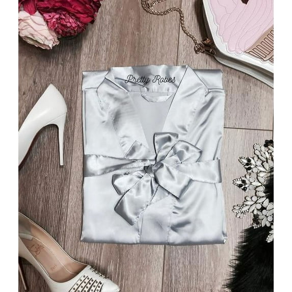 Satin Silk Robe Kimono Robe Bridal Bridesmaid and Wedding Robe - Pretty Robes