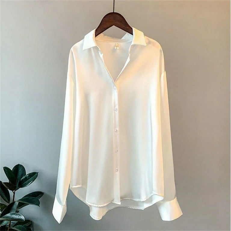 Women White Classic Fit Silk Shirt