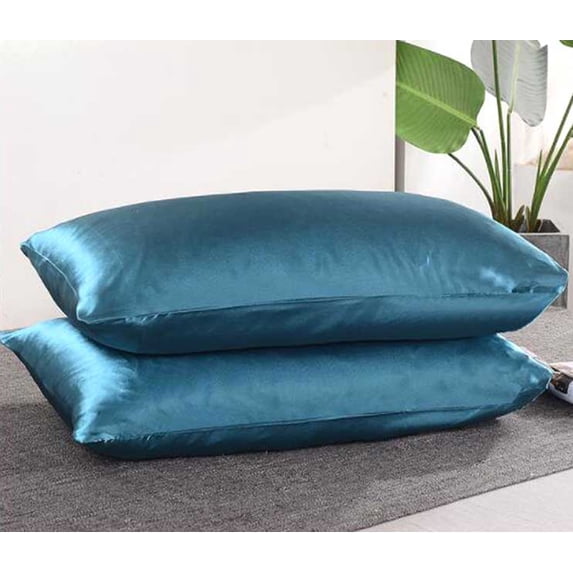 Satin Silk Standard Pillow cases Pillowcover Set Of 2, Bed Pillow Cover 20"x26" Super Soft & Breathable Teal Satin Pillowcases For Hair And Skin (Teal,Standard )