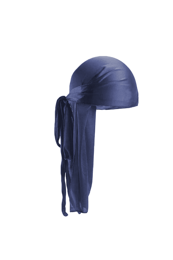 Satin Silky Bandanas for Men Women, Premium Deluxe Du-Rag with Long Wide Straps, Soft Long Tie Skull Beanie Cap, Durag Headwear for 360 Waves, Daily Hair Styling Accessory Unisex,Navy