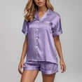 thumbnail image 1 of Satin Silky Pajama Sets 2 Piece Button Down Pajamas Women Short Sets Womens Loungewear Women'S Sleepwear, 1 of 3