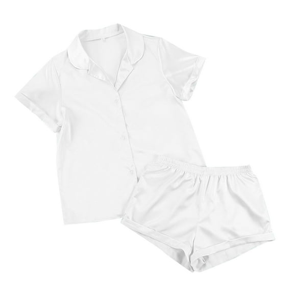 Satin Silky Pajama Sets Two Piece Button Down Womens Pajamas Shorts Set Loungewear Sets Woman Women'S Pajamas, Sleep & Lounge