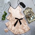 thumbnail image 1 of Satin Silky Pajama Sets Two Piece Cami Top and Shorts Loungewear for Women Sleep Sets for Women, 1 of 2