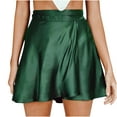 thumbnail image 1 of Satin Skirt for Women High Waisted Solid Color Tie Side Mini Skirt Casual Summer A Line Swing Skater Short Skirt Ladies Clothes, 1 of 5