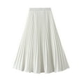 thumbnail image 1 of Satin Skirts for Women Plus Size Hide Belly Pleated Midi Skirt High Waisted Work Casual Dailywear Solid Long Skirt, 1 of 7