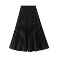 thumbnail image 1 of Satin Skirts for Women Plus Size Hide Belly Pleated Midi Skirt High Waisted Work Casual Dailywear Solid Long Skirt, 1 of 7