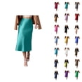 thumbnail image 1 of Satin Skirts for Women Zip Back Slimming Straight Midi Skirts Business Casual Office Work Skirt, 1 of 6