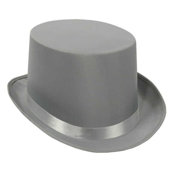 Grey Satin Sleek Top Hat, OSFM (1/Pkg)