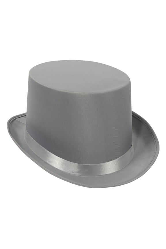 Grey Satin Sleek Top Hat, OSFM (1/Pkg)