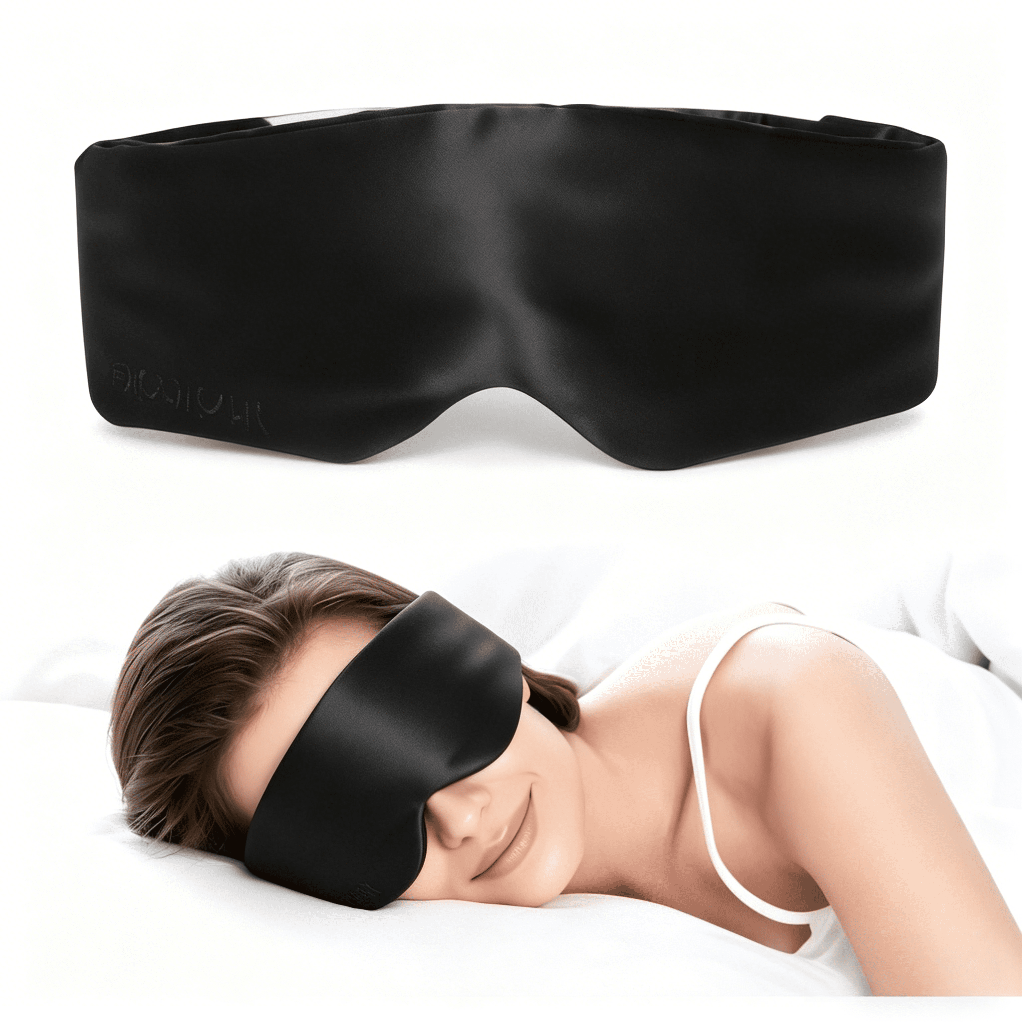 Satin Sleep Blindfold, Soft Eye Mask for Sleeping, Lightweight Light-Blocking Cover for Travel and Relaxing Breaks, Black
