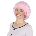 thumbnail image 1 of Satin Sleep Bonnet Elasticity Wide Band Silky Hair Protection for Curly and Natural Hair - Pink, 1 of 4