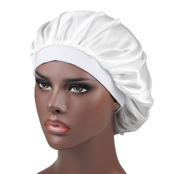 Satin Sleep Bonnet for Women Soft Elastic Night Sleeping Cap with Wide Band Design