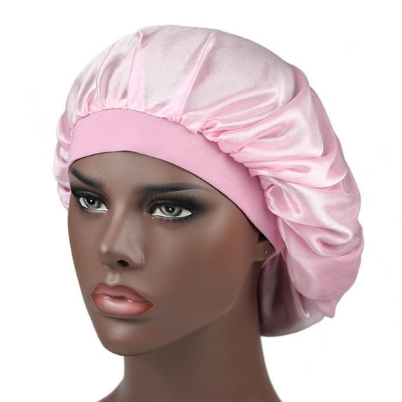 Satin Sleep Bonnet for Women, Wide Elastic Band Soft Night Sleeping Cap, Silk-Like Hair Bonnet for Curly Natural Braided Hair Overnight Protection