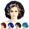 thumbnail image 1 of Satin Sleep Cap,Double Layer Adjustable Sleep Bonnet,Waterproof Reusable Bathing Shower Hat, 1 of 7