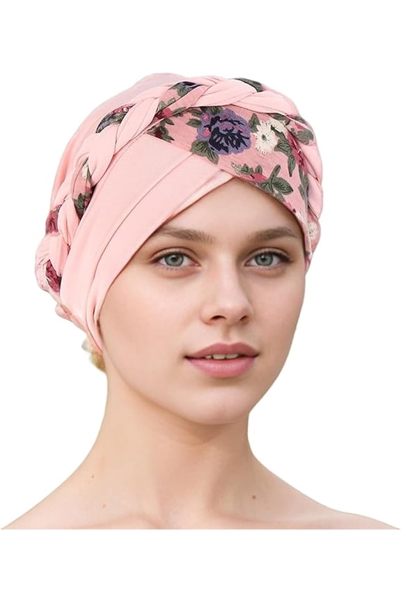 Satin Sleep Cap for Women - Pre-Tied Turban Head Wrap, Floral Print Bonnet, Soft Breathable Headscarf for Sleeping, Natural Hair, Easy Care, All Seasons(XX)