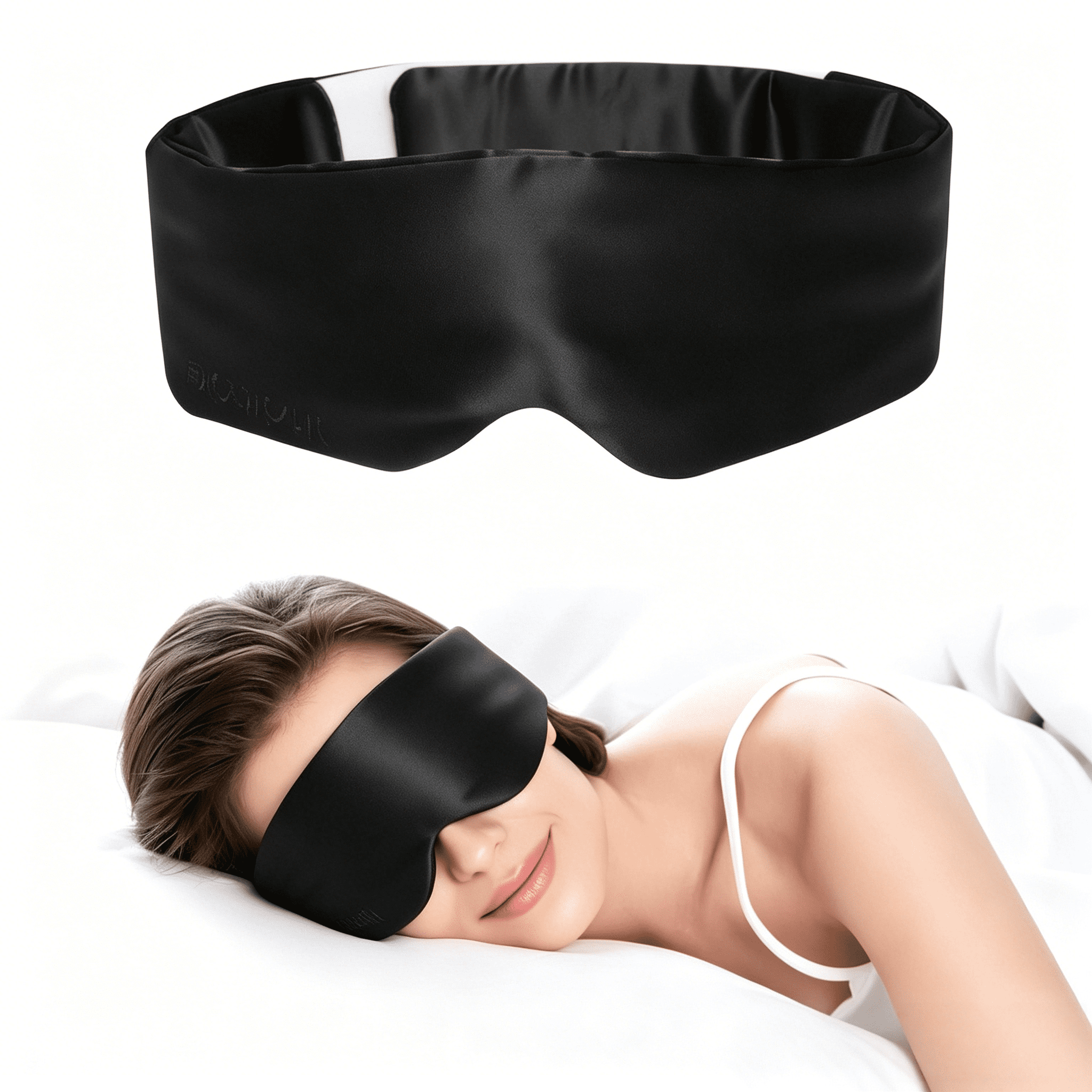 Satin Sleeping Blindfold, Smooth Eye Mask for Sleep, Light-Blocking Design for Home, Flights and Daytime Naps, Black