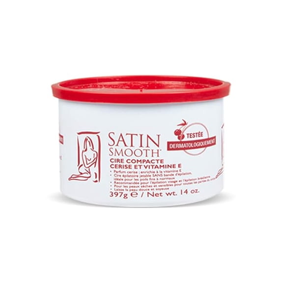 Satin Smooth Wild Cherry Hard Wax with Vitamin E, Hair Removal Wax for Sensitive Skin, 14 oz