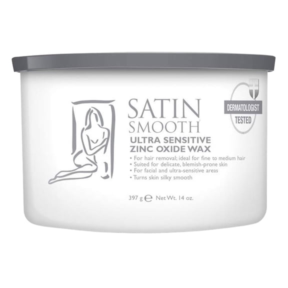 Satin Smooth Ultra Sensitive Zinc Oxide Wax, Hair Removal Wax for Sensitive Skin, 14 oz, 1-pack