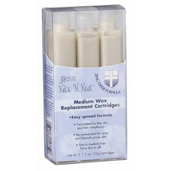 Satin Smooth Zinc Oxide Wax Medium Replacement Cartridges 3pk