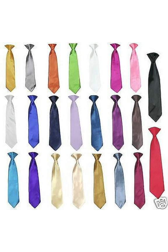 Satin Solid 23 Color Clip on Long tie Necktie for Boys Formal Tuxedo Suits S-20