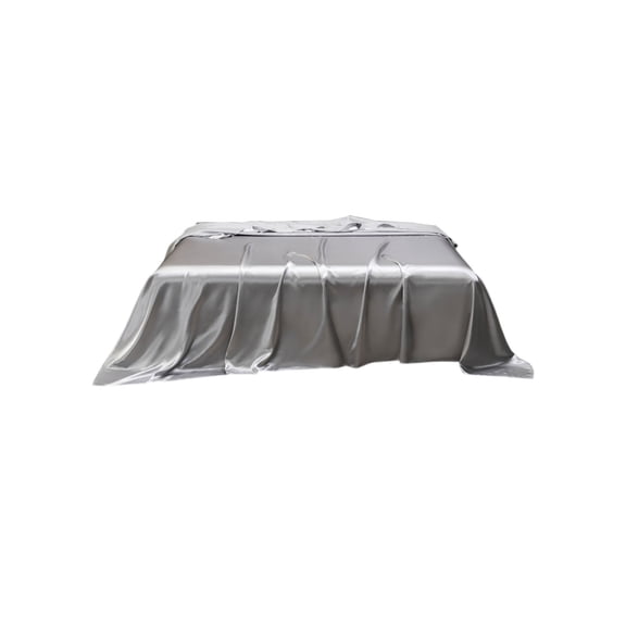 Satin Solid Bed Sheet – 106.3 x 96.9 Inch Oversized King, Polyester Satin, Deep Pocket (Blue)